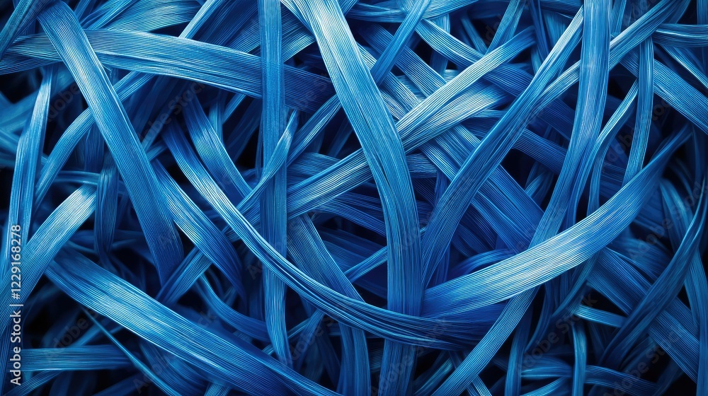 Detailed Close-Up of Textured Blue Strands Creating a Vibrant and Abstract Background Full of Depth, Layering, and Visual Interest Detailed Close-Up of Textured Blue Strands Creating a Vibrant and Abstract Background Full of Depth, Layering, and Visual Interest