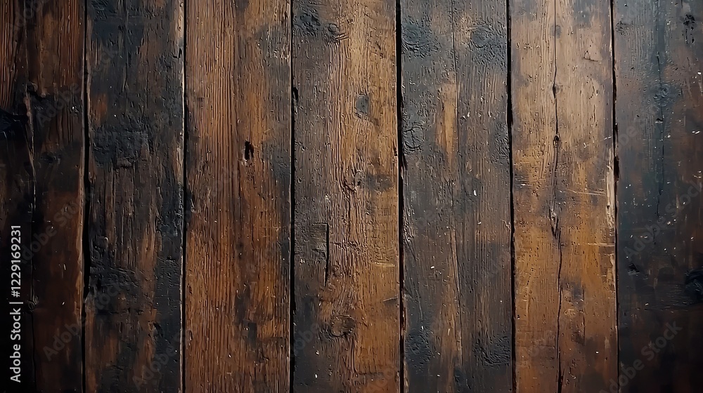 Naklejka premium Rustic Wooden Planks Background with Varying Brown Tones and Texture