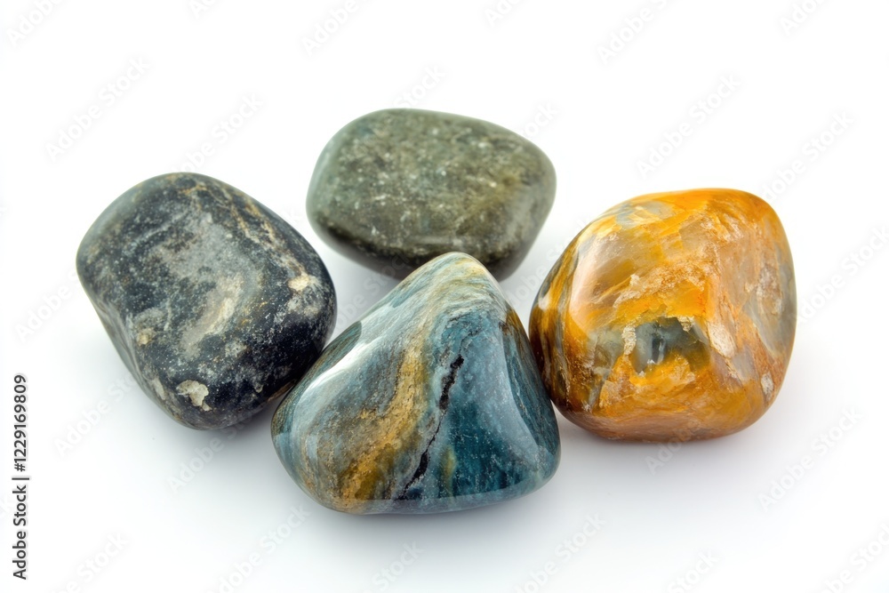 A collection of rocks situated on a white background A collection of rocks situated on a white background
