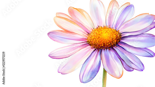 beautiful watercolor illustration of daisy flower with soft pastel colors, showcasing delicate petals and vibrant center. This artwork captures essence of nature beauty
