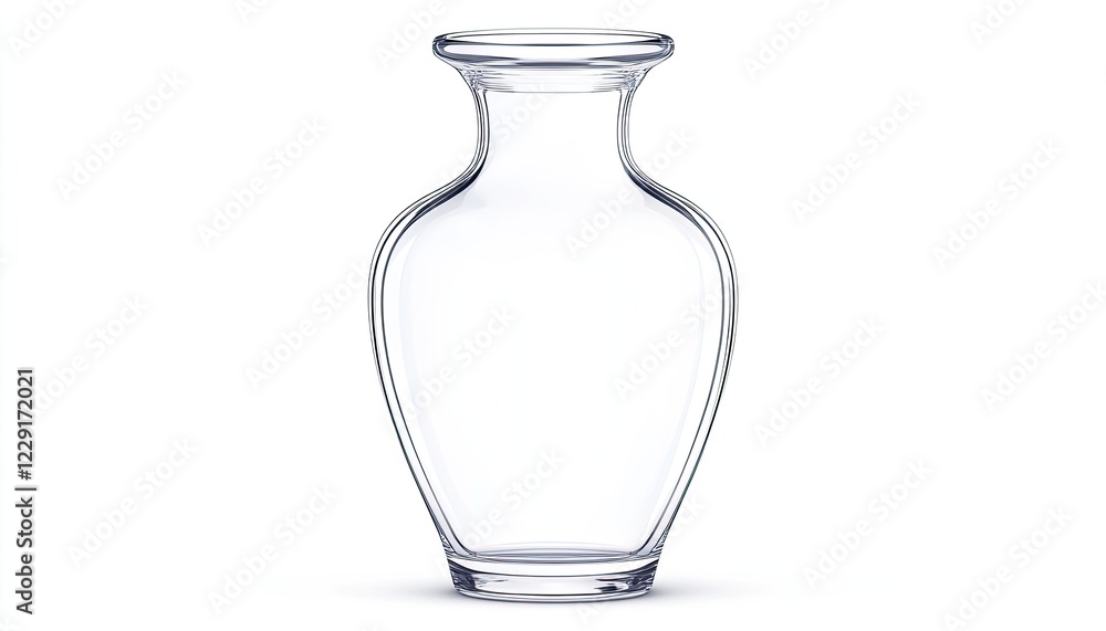 Clear glass vase with a classic shape, elegantly displayed on a neutral background, perfect for decor Clear glass vase with a classic shape, elegantly displayed on a neutral background, perfect for decor