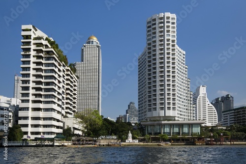 View from Mae Nam Chao Phraya to Shangri La Hotel and Lebua At State Tower, Bangkok, Thailand, Asia photo