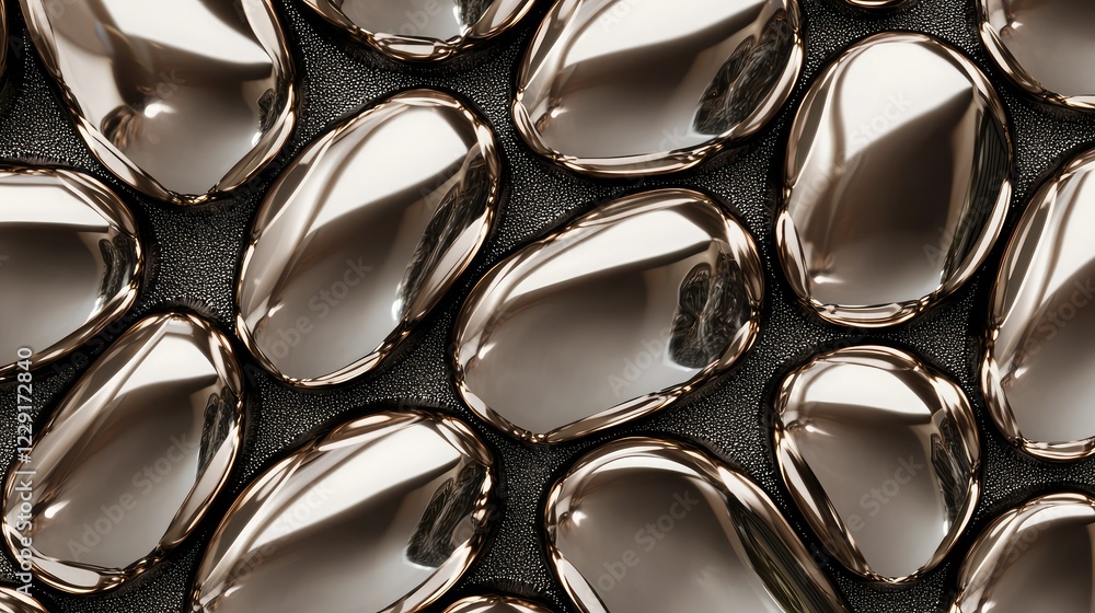 Glossy Metallic Pebbles on Textured Surface for Artistic Design Glossy Metallic Pebbles on Textured Surface for Artistic Design