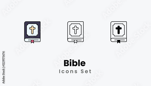 Bible  Icons thin line and glyph vector icon stock illustration