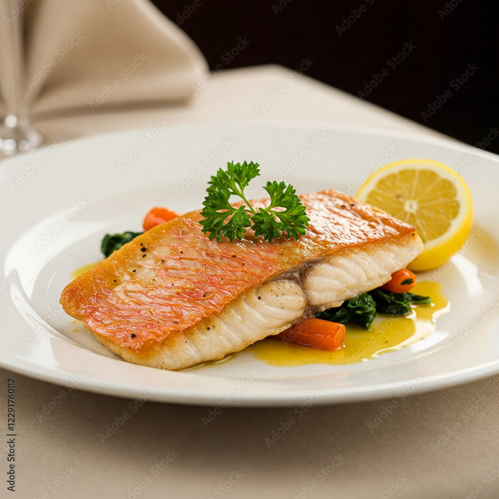 baked red fish on a plate baked red fish on a plate