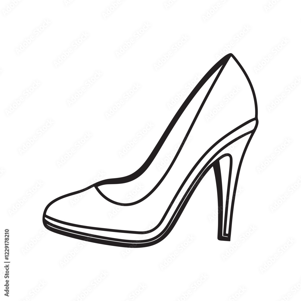 high heel line art, black outline, vector and illustration, line art and outline high heel line art, black outline, vector and illustration, line art and outline
