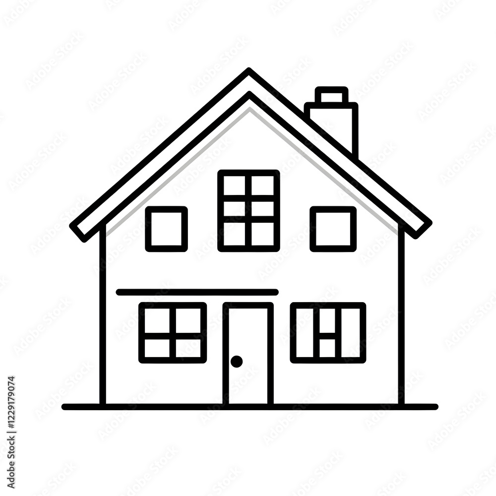 Minimalist house icon – A simple, clean outline of a house with geometric shapes Minimalist house icon – A simple, clean outline of a house with geometric shapes