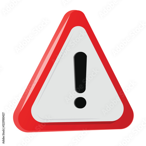 3d Vector red warning sign with Exclamation mark concept. and white background