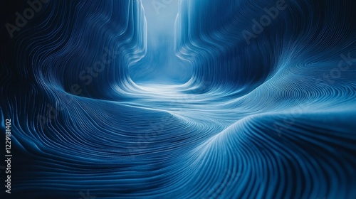 Abstract blue lines, iridescent design, 3d render, Generative AI