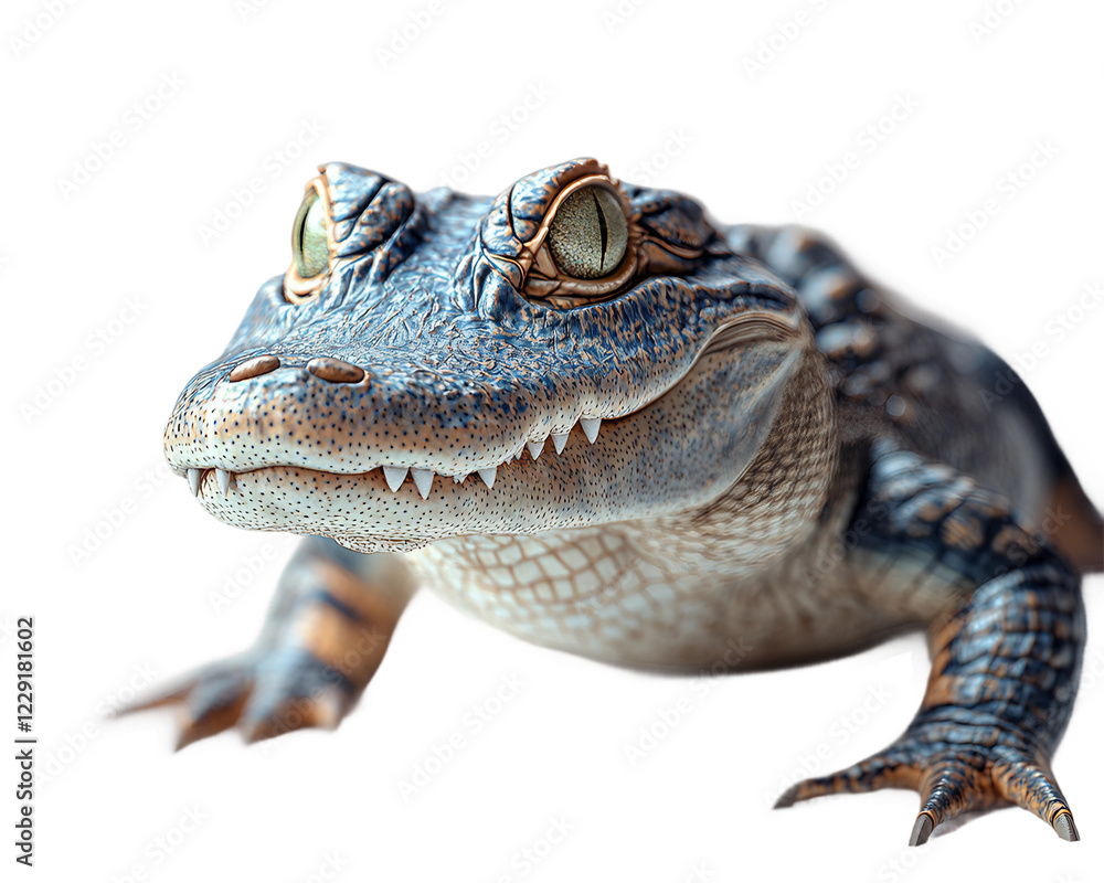 Fototapeta premium Baby alligator is looking at the camera with its mouth open