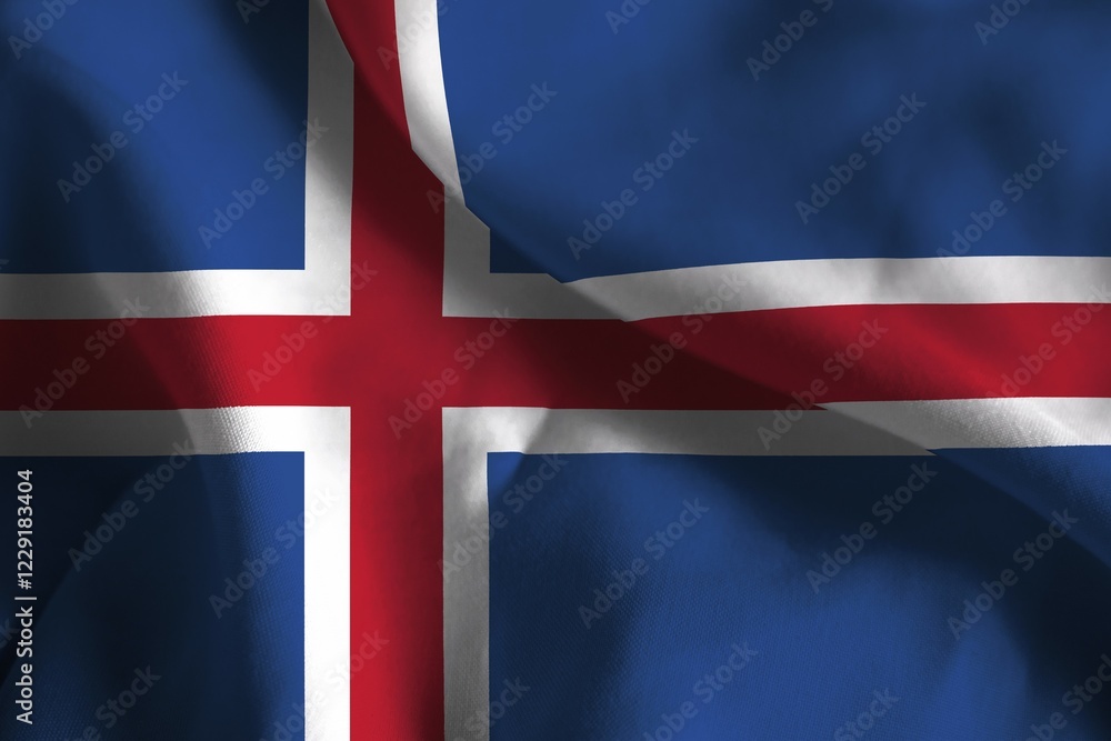 Fototapeta premium A ruffled fabric flag of Iceland