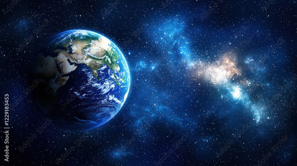 Obraz premium Earth and Distant Galaxy