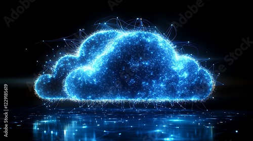 Futuristic Blue Clouds with Starry Connections