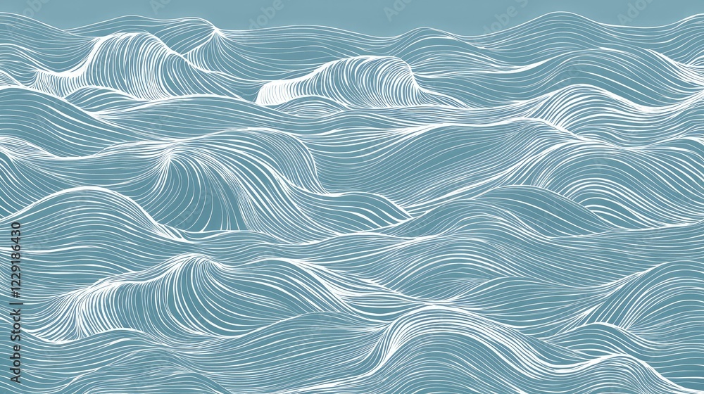 Calm Ocean Waves Illustration with Gentle Curves and Smooth Lines Calm Ocean Waves Illustration with Gentle Curves and Smooth Lines