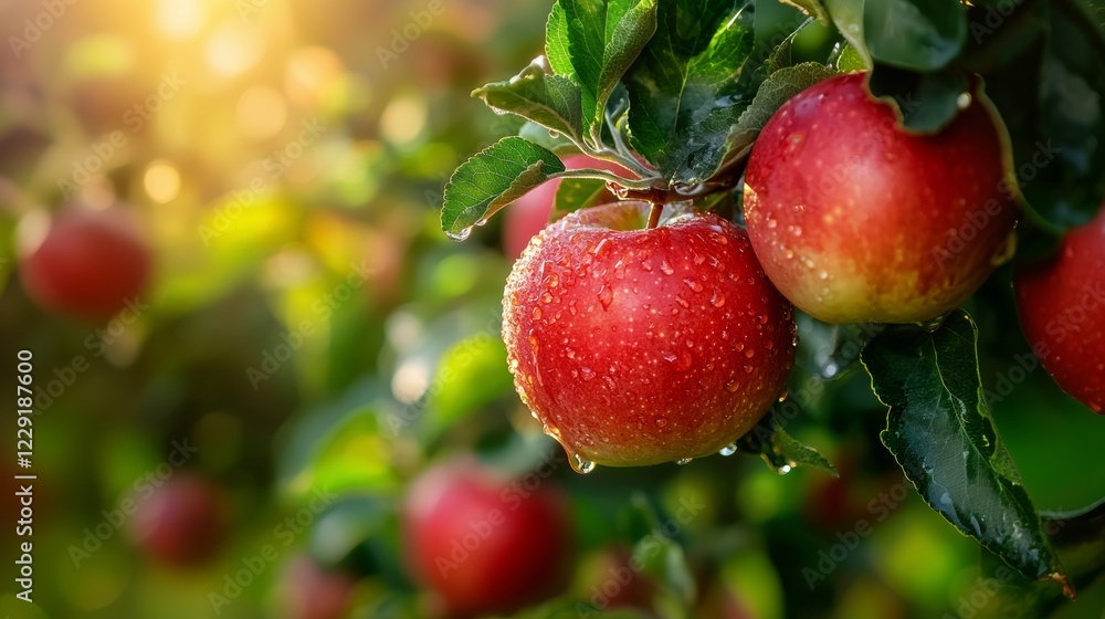 Fresh red apples with water droplets Fresh red apples with water droplets
