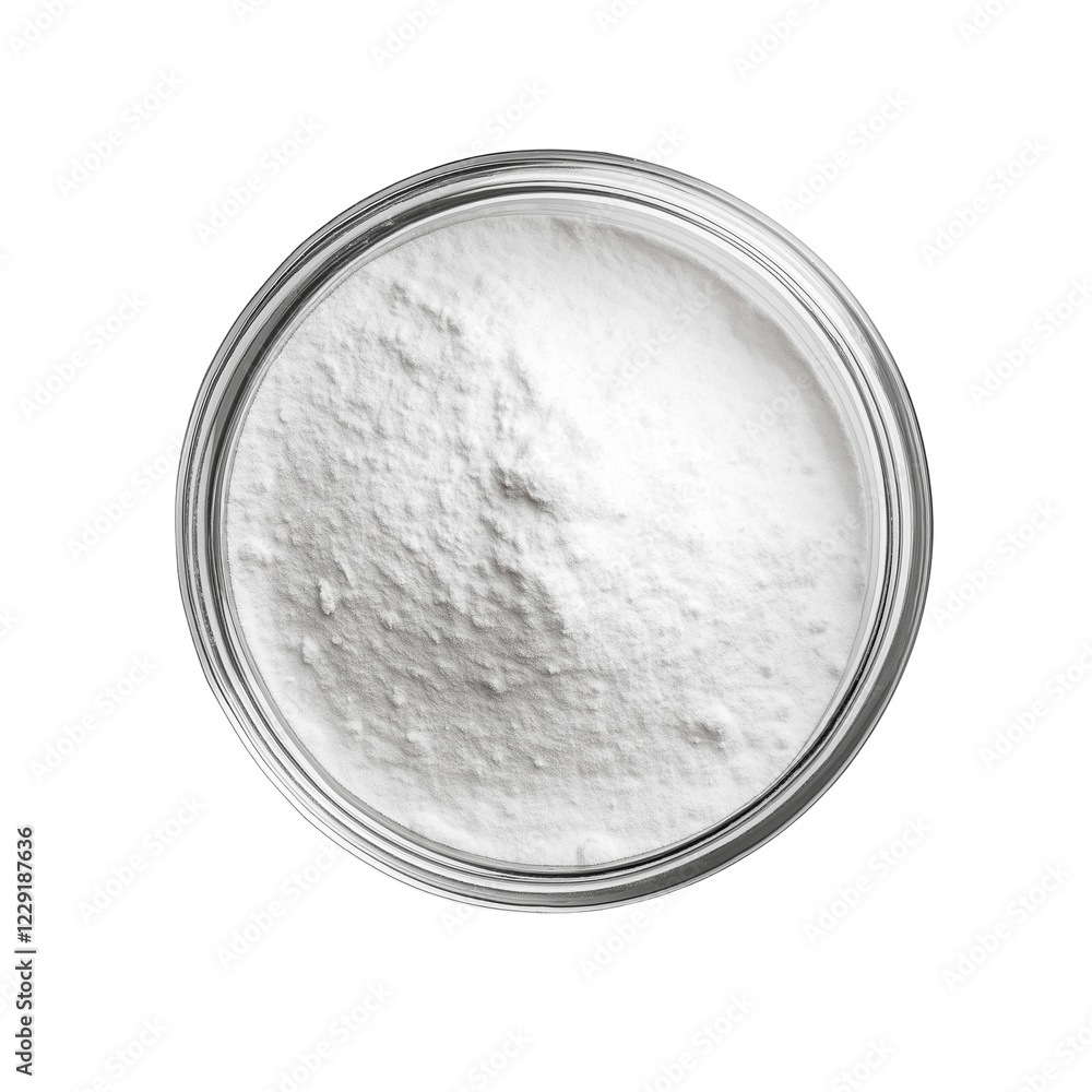 White Powder in Round Glass Container White Powder in Round Glass Container