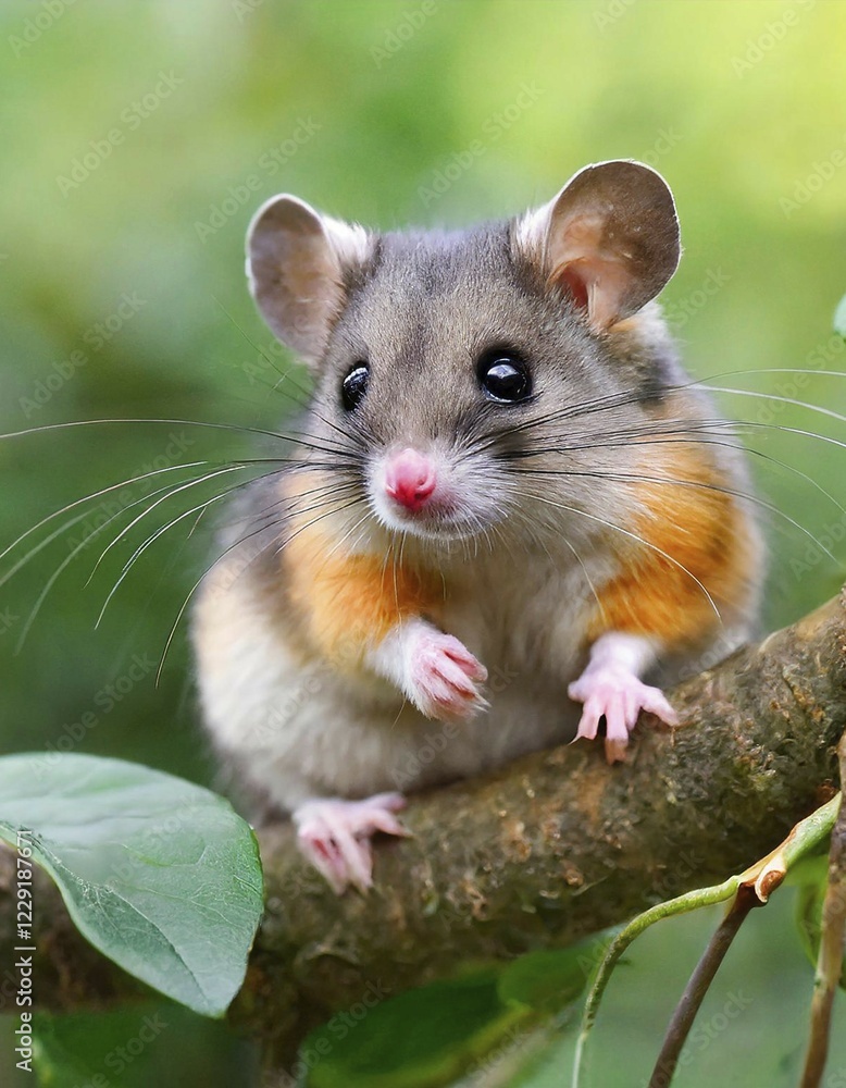 AI generated, A small dormouse is looking for food, (Glis glis) AI generated, A small dormouse is looking for food, (Glis glis)