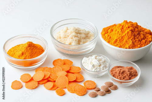 Obraz na płótnie kojic_acid_products_white_background w salonie