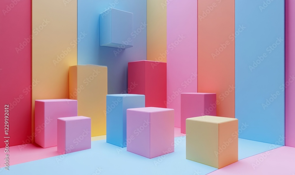 Abstract minimalist cubes, dynamic design, 3d render, Generative AI Abstract minimalist cubes, dynamic design, 3d render, Generative AI