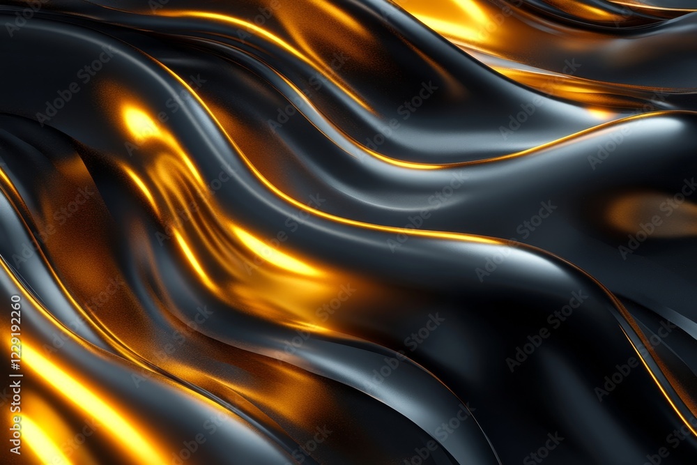 Abstract gold lines, fluid design, 3d render, Generative AI Abstract gold lines, fluid design, 3d render, Generative AI