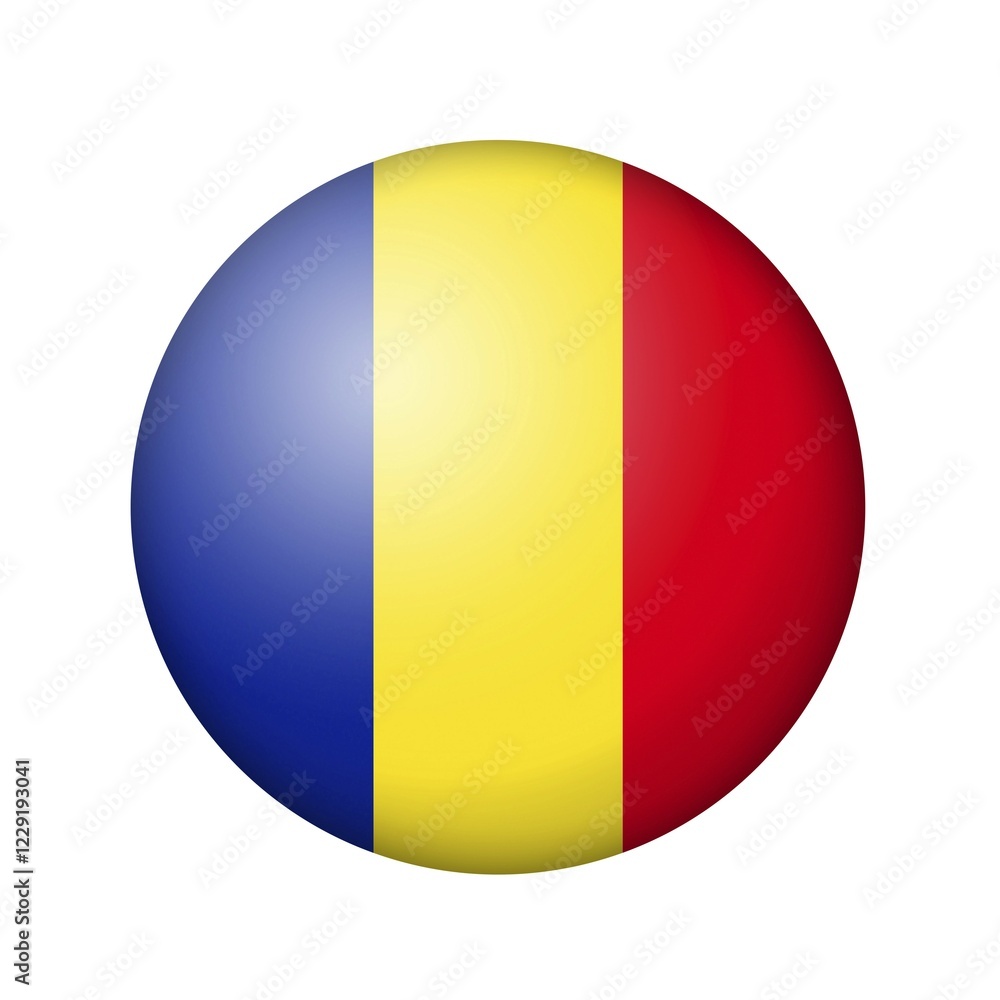 Fototapeta premium The Romania flag. Round matte icon. Isolated on white background