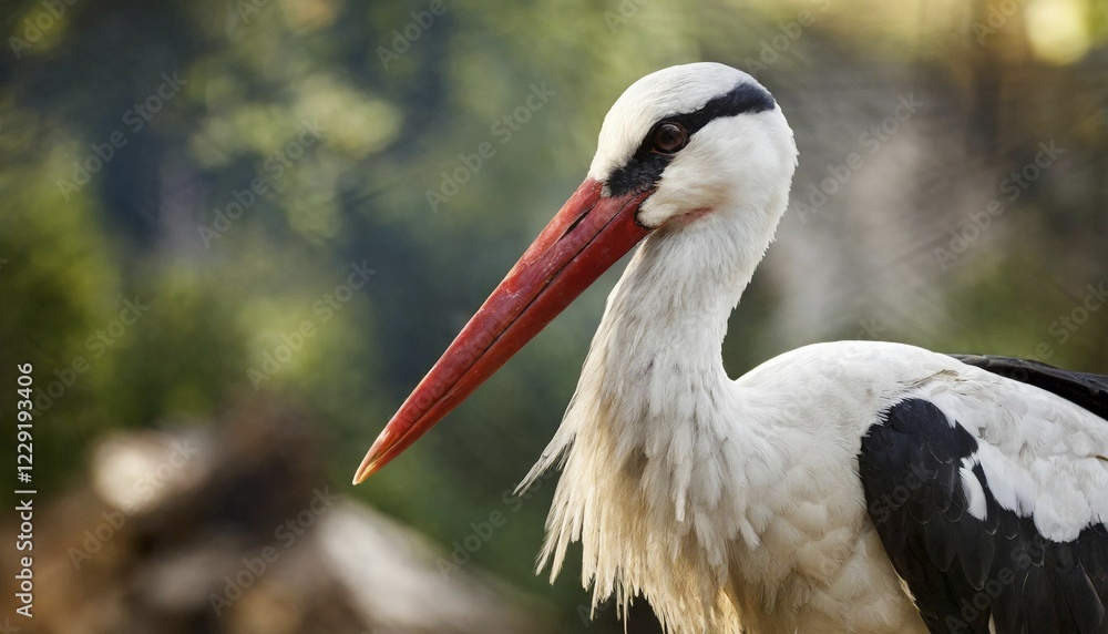 Fototapeta premium Animals, Bird, Stork, White Stork, Ciconia ciconia, also Rattling Stork, AI-generated, AI generated