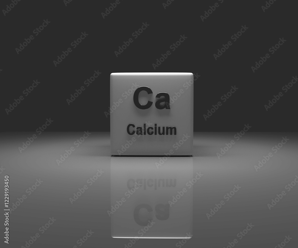 Cube with Calcium periodic system, 3d rendering Cube with Calcium periodic system, 3d rendering