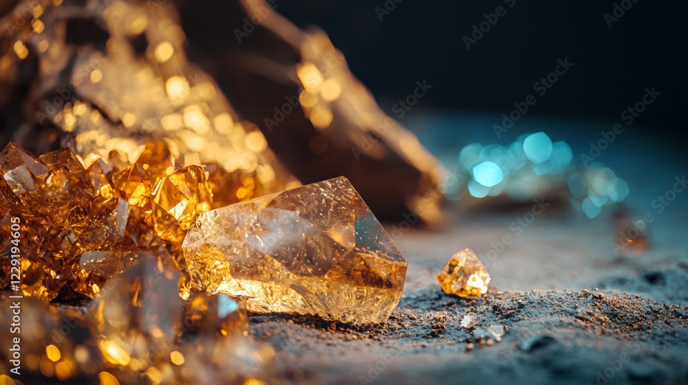 Shimmering gold nuggets on a dark textured surface Shimmering gold nuggets on a dark textured surface