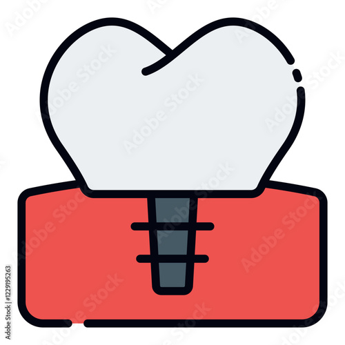 Dental Implant filled line icon