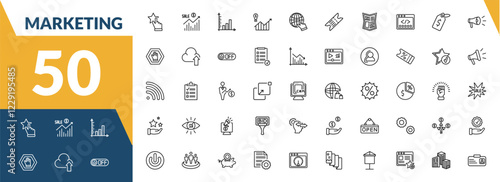 outline marketing icons set. editable linear sales, diagrams, demand, and other 47 icons in this category isolated on transparent background.