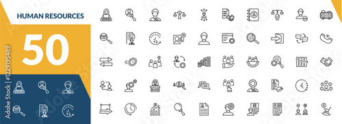 outline human resources icons set. editable linear candidate, employee, time balance, and other 47 icons in this category isolated on transparent background.