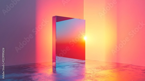 Abstract minimalist prisms, fluid design, 3d render, Generative AI