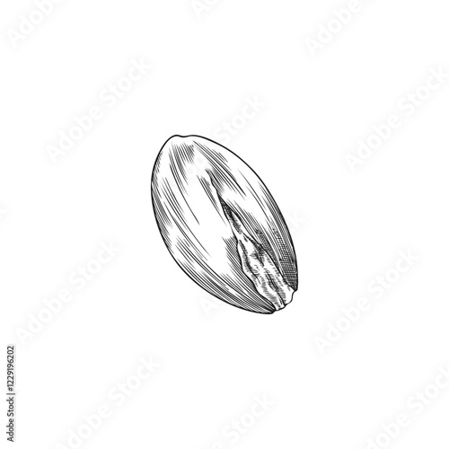 Vector black and white sketch of cracked argan fruit on isolated background.