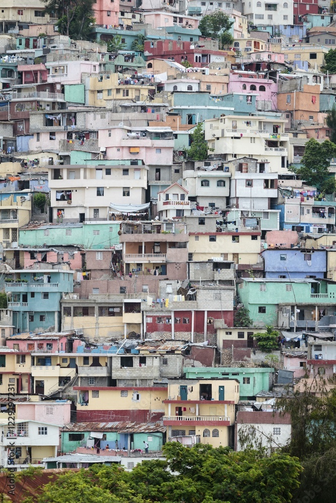 Colourful houses, slum Jalousie, Pétionville, Port-au-Prince, Ouest, Haiti, Central America Colourful houses, slum Jalousie, Pétionville, Port-au-Prince, Ouest, Haiti, Central America