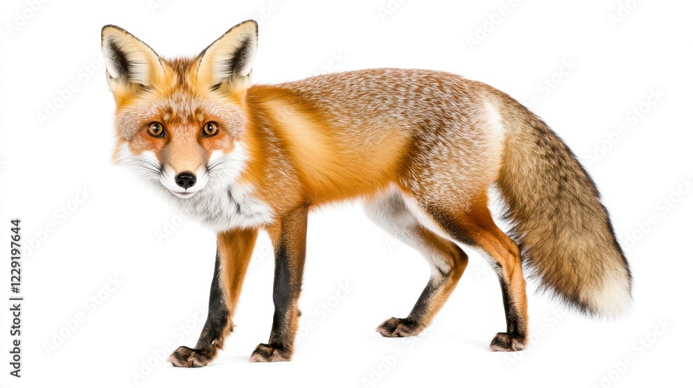 Fototapeta premium Captivating Red Fox in Natural Pose Against Clean Background