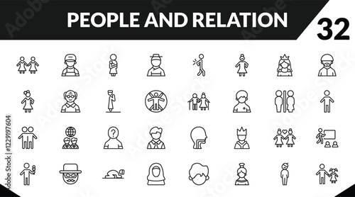 outline people and relation icons set. editable linear technician, mother and baby, korean, and other 29 icons in this category isolated on transparent background.