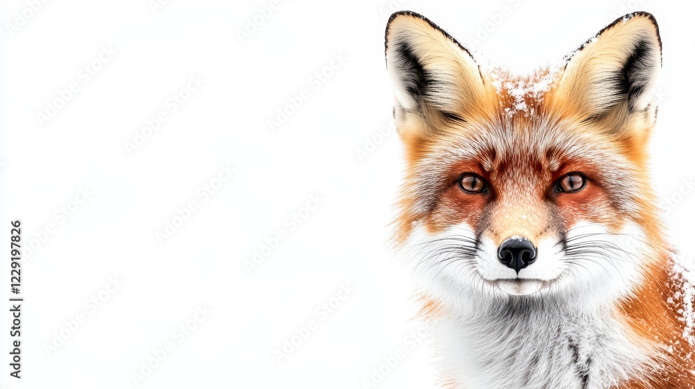 Fototapeta premium Close-up Portrait of a Fox with Snowy Background in Winter Scene