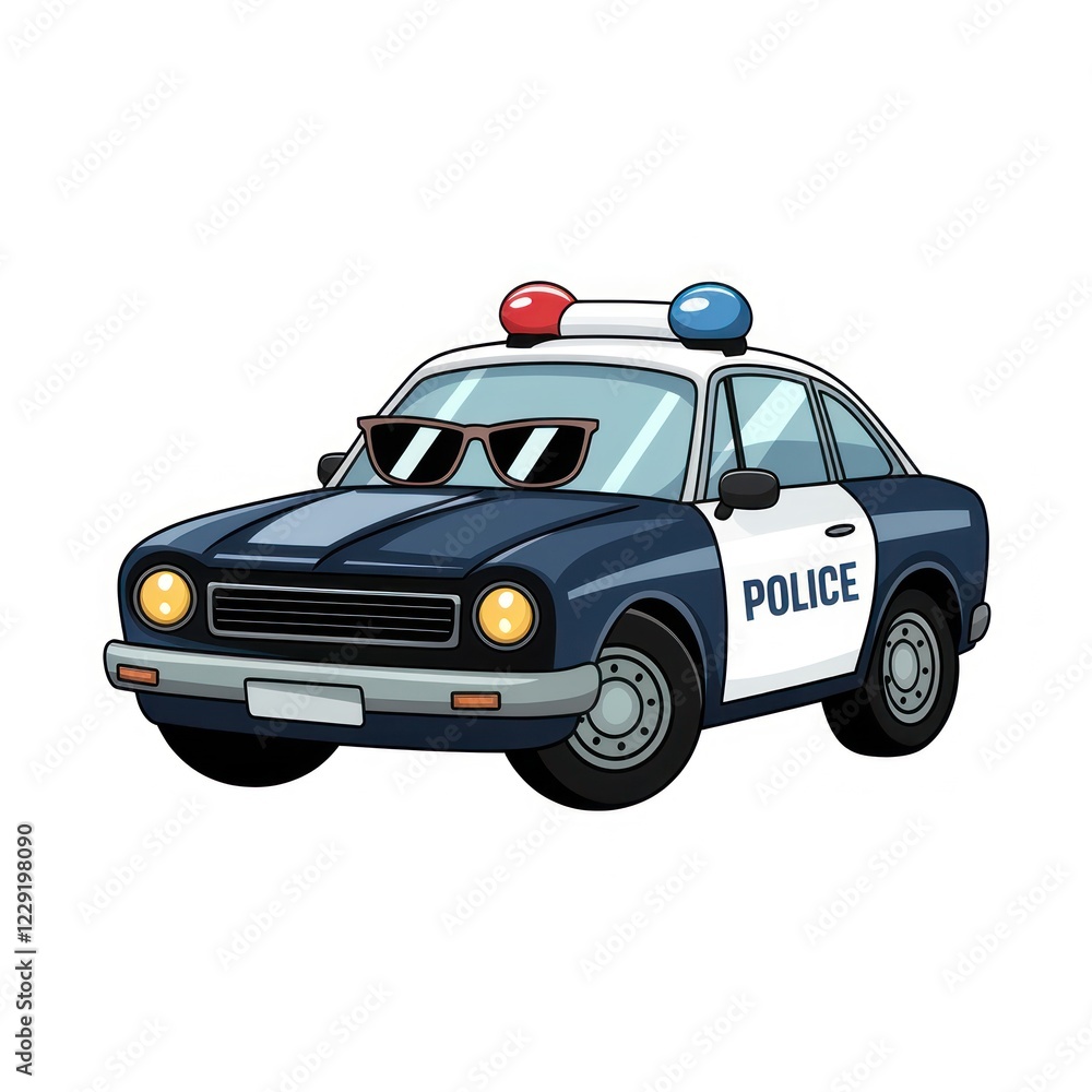 Cool Police Car Cartoon Illustration Cool Police Car Cartoon Illustration