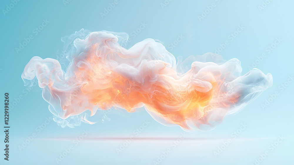 Fototapeta premium Abstract Fiery Cloud with Soft Smoke on a Blue Background