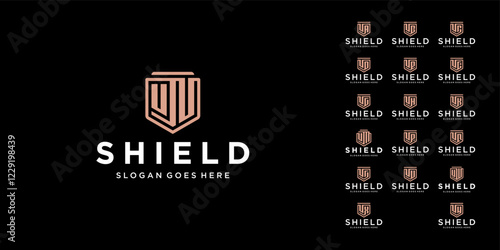 Set UA - UZ Shield Logo Design Inspirations