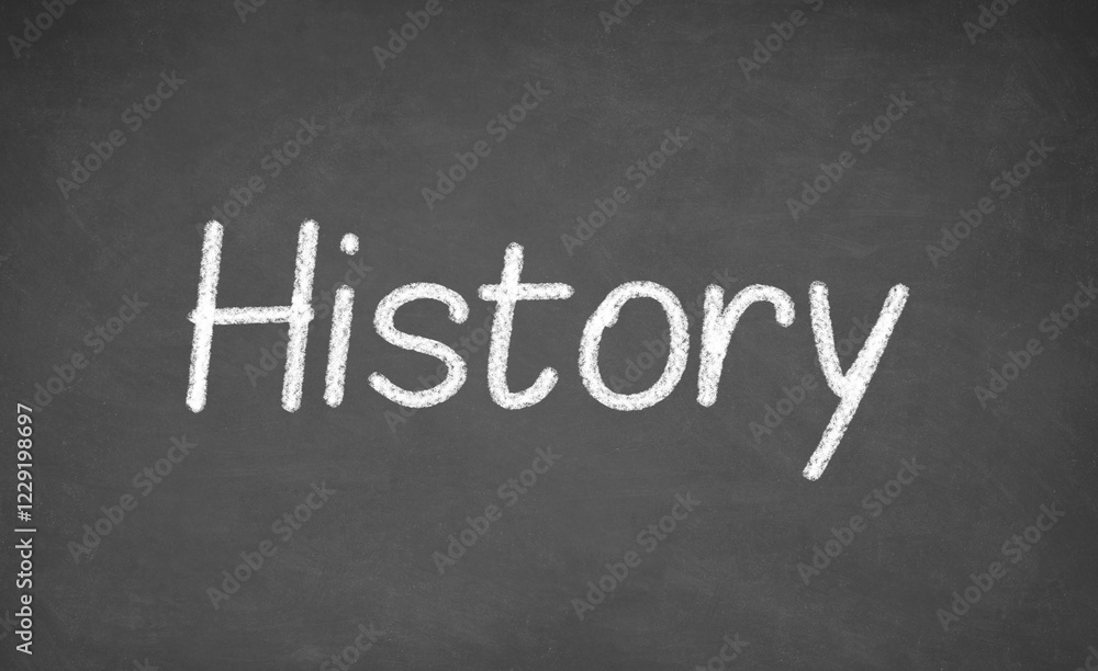 History lesson on blackboard or chalkboard. written in white chalk History lesson on blackboard or chalkboard. written in white chalk