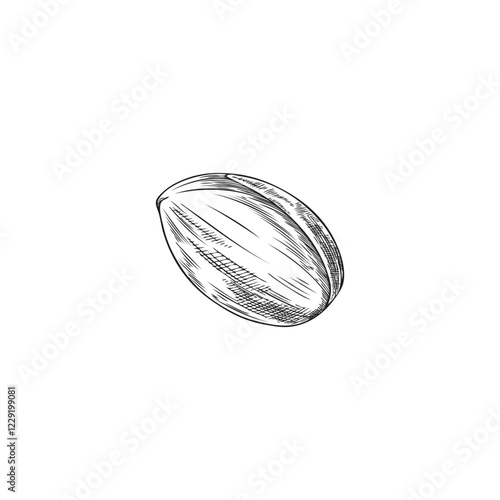 Vector monochrome illustration of hand drawn argan nut sketch.