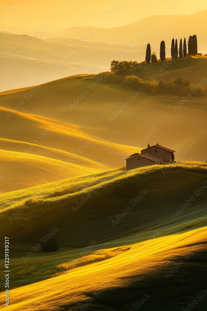 Obraz premium Golden Hour Hills and Fields