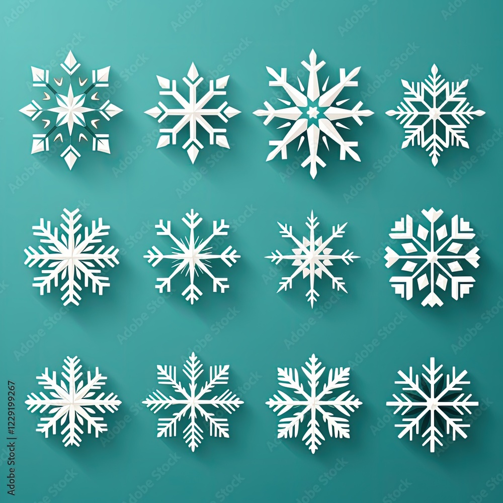 Fototapeta premium Elegant Snowflake Pattern on a Cool Turquoise Background for Winter