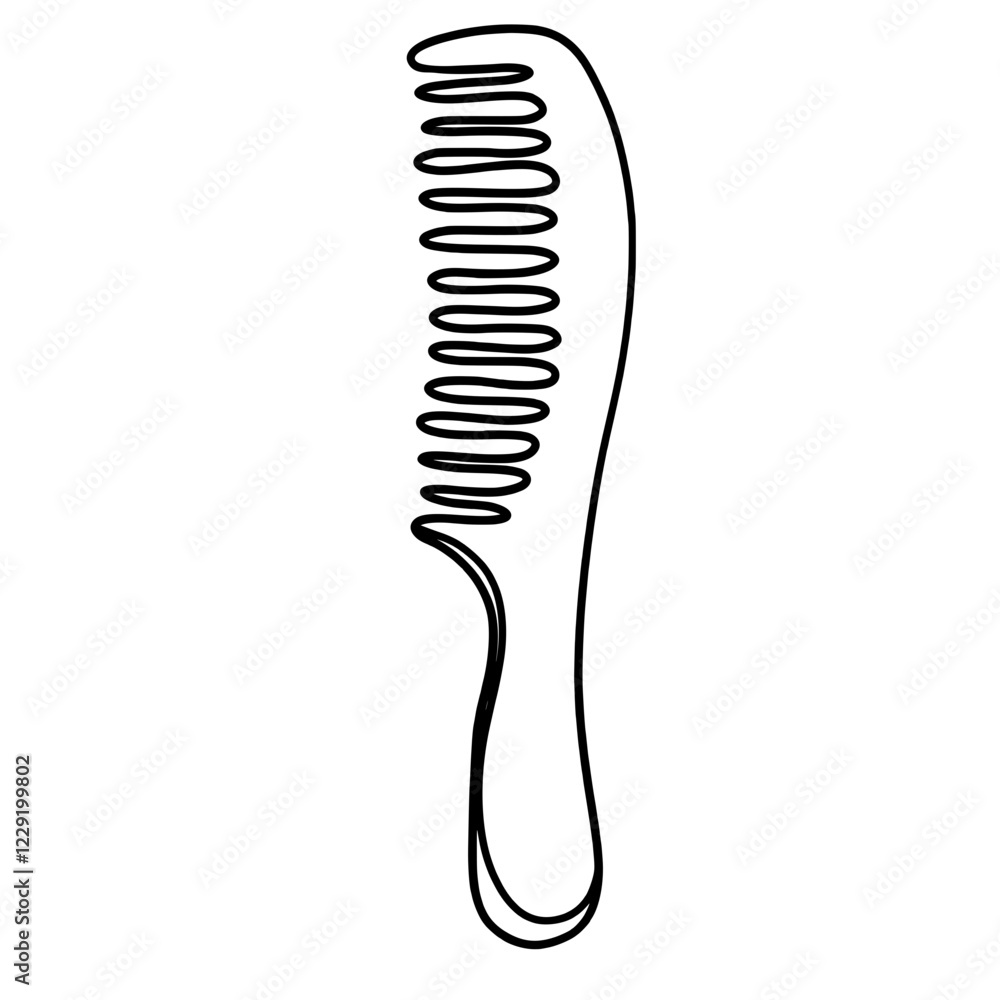 Hair comb in continuous one line art Hair comb in continuous one line art