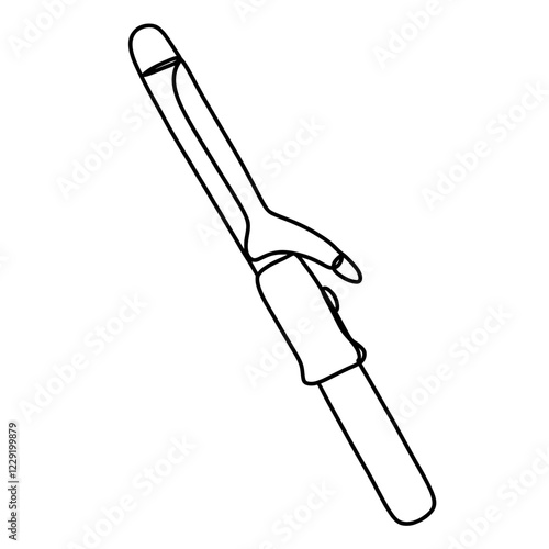 Curling iron in continuous line art drawing 