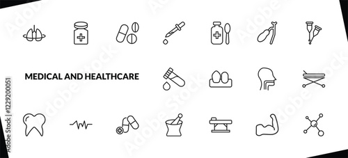 outline medical and healthcare icons set. editable linear cure, drug pills, eye dropper, and other 15 icons in this category isolated on transparent background.