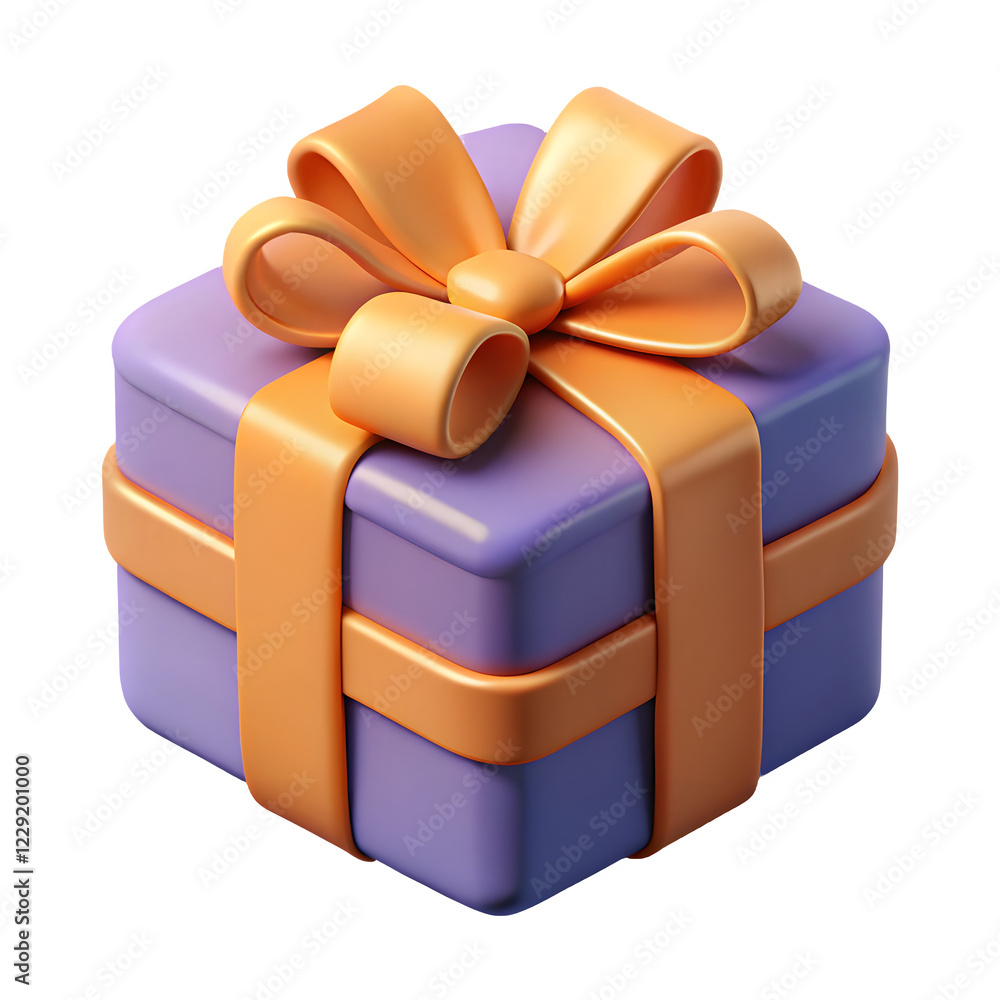 3D Purple Gift Box with Golden Ribbon - A glossy, three-dimensional purple gift box wrapped with a golden ribbon and bow, isolated on a white background, symbolizing celebration and surprise.
3D Purple Gift Box with Golden Ribbon - A glossy, three-dimensional purple gift box wrapped with a golden ribbon and bow, isolated on a white background, symbolizing celebration and surprise.