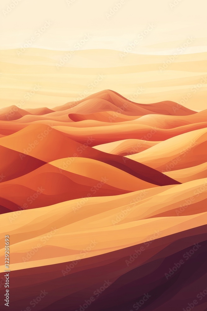 Desert Landscape - Vibrant Hues of Sand Dunes Desert Landscape - Vibrant Hues of Sand Dunes