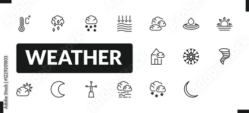 outline weather icons set. editable linear degree, ice pellets, snow cloud, and other 14 icons in this category isolated on transparent background.